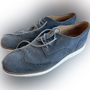 Cole Haan Lunargrand Men's Wingtip Dress Shoes Size 10.5 Suede Blue Waterproof